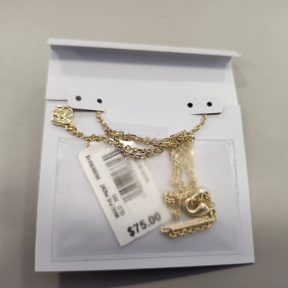 NWT Kendra Scott Gold-Tone Mikki Pave Pendant Green Blue Ombre Mix - Picture 2 of 2